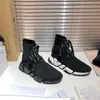 2022 الرجال مصمم أحذية رياضية المرأة جورب التقنية 3d متماسكة جورب مثل المدربين مصمم الأحذية أزياء بيضاء الأسود كتابات وحيد الأحذية مع مربع