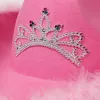 Basker krona fjäder rosa västra tiara flicka hatt brett grim fedora cowboy cap semester mode mössor kostym fest hattsberets chur22