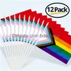 Banner vlaggen Anley Progress Rainbow Pride Mini Flag Hand vastgehouden kleine miniatuur transgender op stick fade resistent levendige kleuren 5x8 in amibi