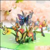 Cartes de vœux Fournitures de fête d'événement Festive Home Garden Fête des mères Carte tridimensionnelle Colorf Butterfly Flying Paper Carving Birthday Bles