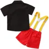 ファッションキッズ服セットボーイベイビーシャツシャツトップパンツ二枚スーツ服の夏の子供の幼児服