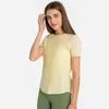 L156 Mesh Stitching Ice-Feel Traspirante Yoga Top Donna Back Foro aperto Abbigliamento fitness Manica corta Asciugatura rapida Camicie sportive leggere