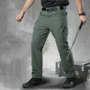 Мужские брюки быстро сухие мужские стройные тактические мужские бегуны повседневные грузовые брюки армия боевые сплошные спортивные штаны Zipmen Naom22