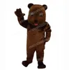 Costume de mascotte d'ours en peluche marron d'Halloween Personnage de thème animé de dessin animé de haute qualité Adultes Taille Fête de carnaval de Noël Tenue de plein air