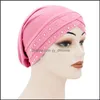 Beanie/Skl Caps Hats Hats Scarves Gloves Fashion Accessories Women Girl Solid Color Bandanas Turban Hat Elastic Skl Dh93K