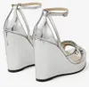 Exquisite Bridal Summer-ready Bing Sandals Shoes For Women Comfort Wedges Latte Nappa Leather Crystals Two Toe Straps High Heels Dress Party Wedding EU35-43
