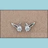 Stud Earrings sieraden Sier Crystal Angel Wings For Women Girl Wedding Party Fashion - Drop Delivery 2021 FTG7P