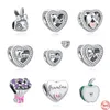 925 Argent Fit Pandora Charme 925 Bracelet Coeur Européen Famille Pour Toujours Amour Maman Lapin ensemble de charmes Pendentif DIY Fine Perles Bijoux