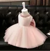 Girl's Dresses High Quality Customized Baby Girls Birthday Party With Big Bow Pearls Tulle Little Princess Clothes Size 2-10YGirl's