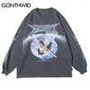 GONTHWID Creative 3D Angel Print Camisetas de manga larga Camisas Streetwear Hip Hop Hipster Casual Camisetas sueltas Hombres Moda Tops 220325