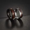 Stainless Steel Wood ring band double row rings for men fashion jewelry gift will and sandy