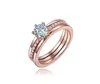 18k PLATED Gold Ring Engagement couple with lab diamond ring set