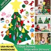 OurWarm 3D DIY Felt Christmas Tree Set with 30pcs Felt Ornaments New Year Xmas Christmas Holiday Decorations Gift For Kids 201006