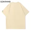 gonthwid tees 셔츠 힙합 여름 남자 스트리트웨어 페인팅 인쇄 짧은 소매 tshirts 패션 면화 하라주 쿠 캐주얼 느슨한 탑 220527