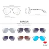 BARCUR Design Alloy Sunglasses Polarized Men's Sun Glasse Pilot Gradient Eyewear Mirror Shades 220527