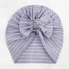 Baby babymeisjes cap streep bowknot hoed kinderen tulband petten zachte headweer schedel beanie kinderen hoeden 11 kleuren