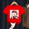 T-shirts Klee Genshin Impact Print Red Kid Kinderen Baby Black Harajuku Kawaii Kleding Boy Girl Tops Gift Present Drop Shipt-shirts