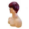 Bourgogne 99J Pixie Cut perruque courte Bob perruques de cheveux humains pleine Machine brésilienne aucune perruque de dentelle pour les femmes noires