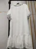 플러스 사이즈 드레스 150kg 146cm 여성 여름 느슨한 흰색 줄무늬 칼라 짧은 슬리브 조카드 치폰 드레스 6xl 7xl 8xl 9xlplus