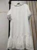 Vestidos de talla grande 150Kg busto 146cm Vestido de gasa Jacquard de manga corta con cuello a rayas blanco suelto de verano para mujer 6XL 7XL 8XL 9XLPlus