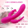 Puissant gode lapin vibromasseur Silicone anal stimulateur de clitoris vaginal masseur 3 en 1 jouet sexy rechargeable pour femmes ou couples