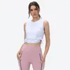 Yoga-Weste für Damen, hautfarbenes, gebürstetes, lockeres, ärmelloses T-Shirt, Top-Outfit, einfarbig, mit Kordelzug, Lauf-Fitness-Tanktop VELAFEEL