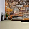 Boho-Wandteppich, Mandala-Stoff, Vintage-Stil, Steinziegel-Druck, Teppich, Wandbehang, groß, Hippie, dekorativ, J220804