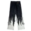 Men's Jeans Men High Street Hip Hop Contrast Color Tassel Loose Korean Fashion Clothing Y2k Pants LOOSEMen's