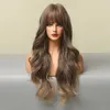 Kvinnor 24 '' Långt lockigt hår WAVY PERUS Air Bangs Party Cosplay Fashion Nature Wig Wig