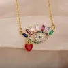 Kolye Kolyeler Vintage Crystal Demon Göz Kolye Kadınlar için Çok Molor Emaye Kalp Moda Yaratıcılık Mücevher Hediye Türkiye Ceza Bffpend
