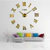 Diy Wanduhr 3D Home Decor Große Römische Spiegel Mode Moderne Quarz Kunst Uhren Wohnzimmer Uhr 220426