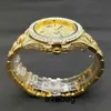 Altri orologi Orologi ghiacciati da uomo Orologio da uomo in oro con diamanti di lusso Hip Hop Impermeabile 30M Orologio con data e giorno Orologio da polso Classico Designer F1Y6