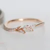 Leaf Crystal Engagement Rings Women's Eternity Wedding Band Ring For Female Rose Gold Jewelry Gifts