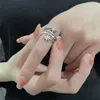 Anillos de boda Moda Estilo europeo y americano Flash Diamante Arroz Estrella Anillo Femenino Multicapa Alrededor Meteor Índice Anillo Boda