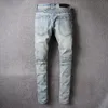 Дизайнерские джинсы плюс размер для мужчин брюки джинсовая жара серого мужчина дистресс хип -хоп высокий качествен