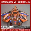 Ciało dla Honda Interceptor VFR 800RR 800 VFR800 RR CC VFR800RR MOVISTAR Orange 02 2002 2003 2004 2004 2005 2006 2007 129NO.124 800CC 02-12 Przewody nadwozia VFR-800 08 09 10 11 12 Owalnia