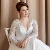 Other Wedding Dresses Weilinsha Elegant A-Line Plus Size Dress With Lace Long Sleeves Deep V-Neck Bridal Gowns For Bride Vestido De NoviaOth