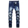Męskie dżinsy Streetwear Mężczyźni Jesień Zima Moda Zgrywanie Szczupła Z Solidnym Kolor Mid Waist Dżinsowy Ołówek Spodnie