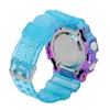 Principal gradiente de gradiente de cor eletrônica Relógio grande Dial grande impermeável tempo de espera de espera roxa Blue Casual Sports for Studentswristwatches