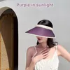 Casquettes de balle femmes chapeau de soleil résistant aux UV à large bord vide haut réglable haute durabilité lin extérieur décontracté visière casquette pare-soleil