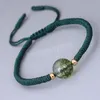 Braccialetto di perline di cristallo crepitio di pietra naturale verde per donna Uomo Gioielli di bracciali fatti a mano vintage
