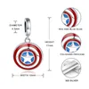 925 Sterling Silver Super Hero Shield Charm Bead met rode email Fit Pandora -armband voor vrouwen