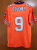 QQQ8 저렴한 Waterboy 영화 유니폼 #9 Bobby Boucher Jerseys Orange White Blue 정통 축구 자수 S 최고 품질 1