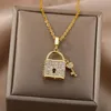 Chains Vintage Lock Key Pendant Necklace For Women Zircon Choker Chain Necklaces Geometric 2022 Aesthetic Fashion Jewelry GiftChains