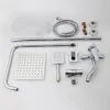 Chrome Finish Rainfall Shower Faucet Set Single Spake Bathtub Dusch Mixer Faucet förvaringshylla Dusch Mixer Water Tap