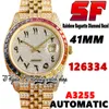 SF Latest zz126334 A3255 Автоматические мужские часы jj228348 ew228398 Радужные бриллианты Безель Арабский циферблат Нержавеющая сталь 904L Iced Out Diamond Gold Браслет Вечность Часы