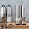 Pora-Electric Spice Mill Pepper Grinder Rostfritt stål Automatisk salt och peppar Shaker Kitchen Tools Gift 220510