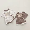 Комплекты одежды детские милые мультипликационные медвежьи мальчики набор лето детская рубашка с коротки