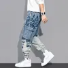 Streetwear Hip Hop Cargo Pants Mens Jeans Casual Elastic Harun Joggers på höst- och våren Mänkläder 220620