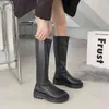 2022 Autumn Women Knee-High Boots Ladies Zipper Knight Non Slip Flats Shoes Fashion Winter Chunky Long Boots Botas Femininas Y220817